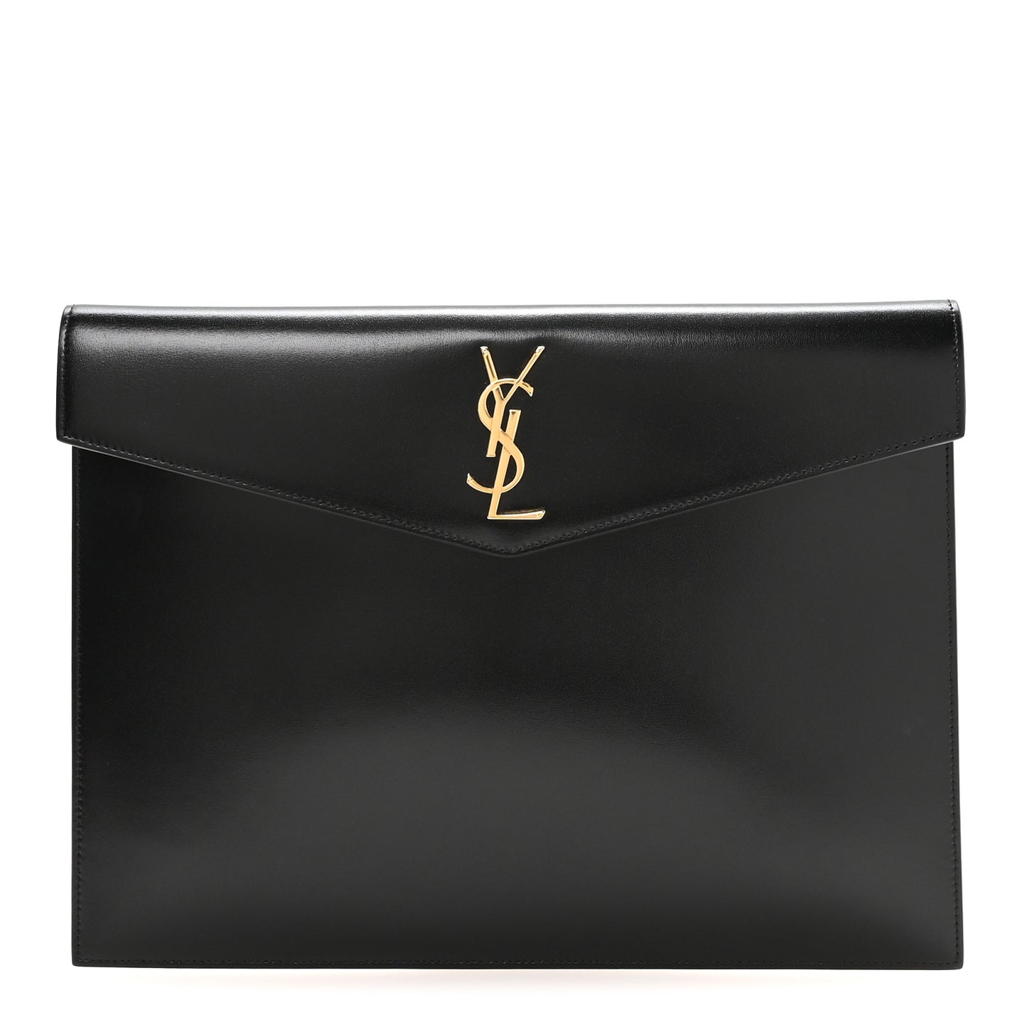 Smooth Shiny Calfskin Monogram Large Uptown Pouch Black