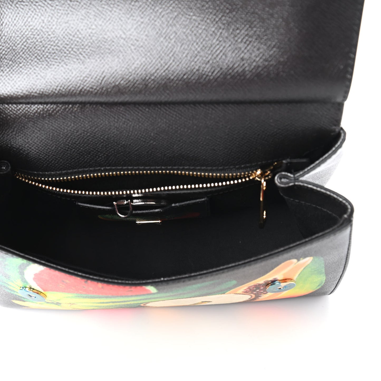 Dauphine Fruit Print Medium Miss Sicily Satchel Black Mulitcolor