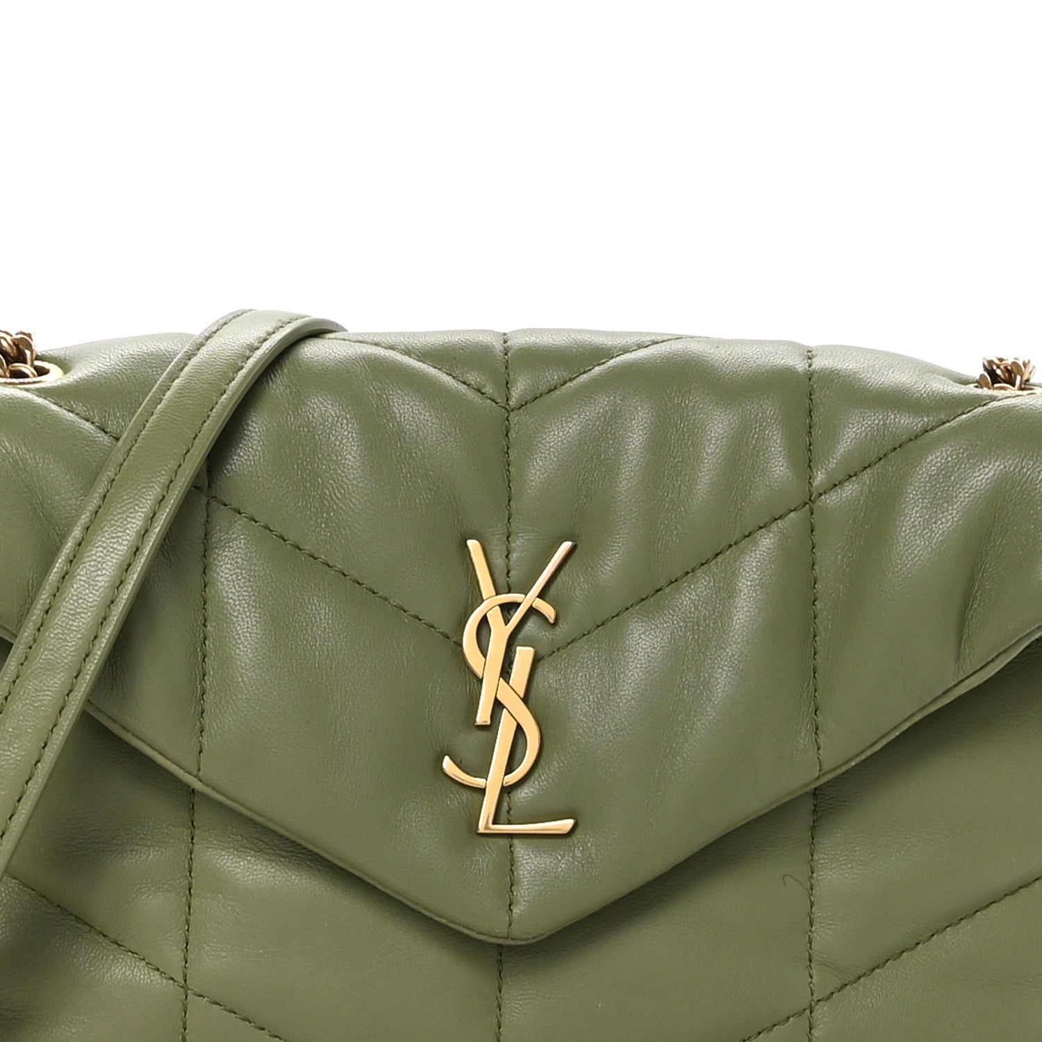Saint Laurent Lambskin Quilted Toy Loulou Puffer Monogram Chain Satchel Light Pistache 8 of 11
