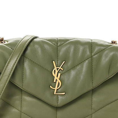 Saint Laurent Lambskin Quilted Toy Loulou Puffer Monogram Chain Satchel Light Pistache 8 of 11