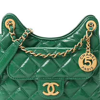 Chanel Shiny Crumpled Calfskin Quilted Small Wavy CC Hobo Green 8 of 10