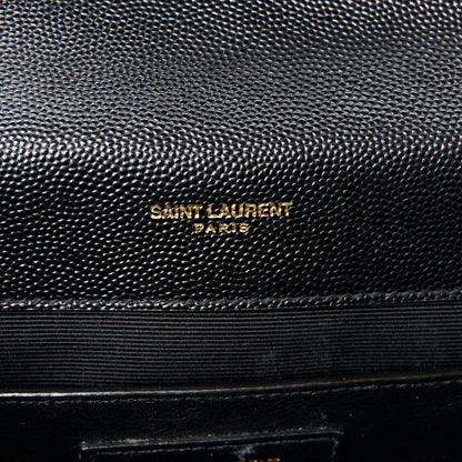 Saint Laurent Grain De Poudre Textured Mixed Matelasse Triquilt Medium Monogram Satchel Black 6 of 11