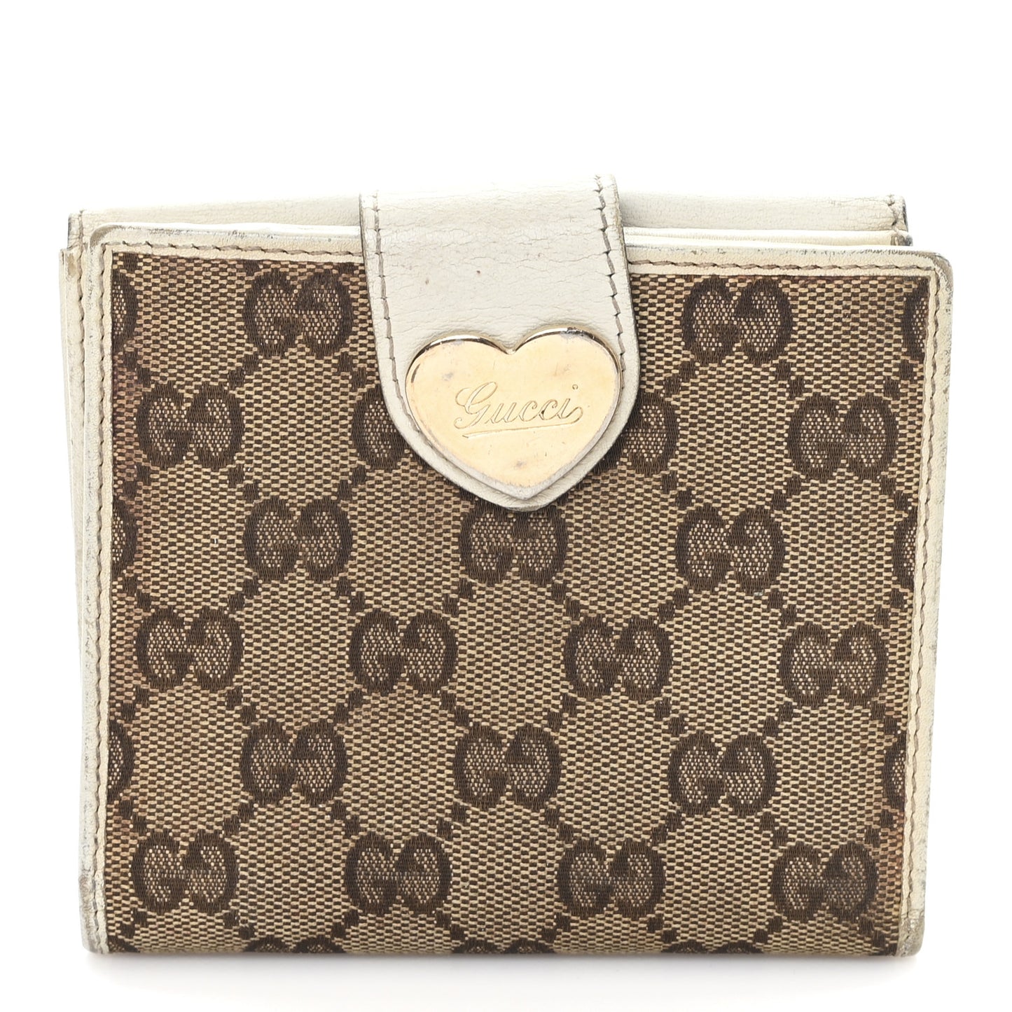 Monogram Heart French Wallet White
