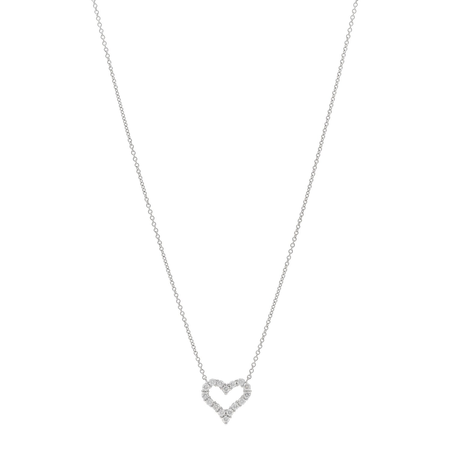 Tiffany Platinum Diamond Mini Heart Pendant Necklace 1 of 5