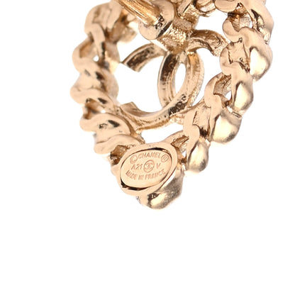 Chanel Pearl Crystal CC Heart Earrings Gold Multicolor 3 of 4