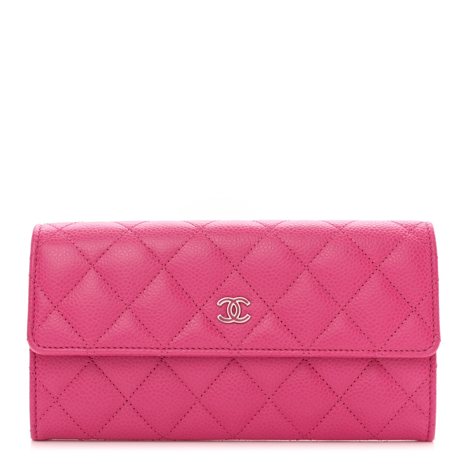 Chanel Caviar Quilted Large Gusset Flap Wallet Pink 1 of 9