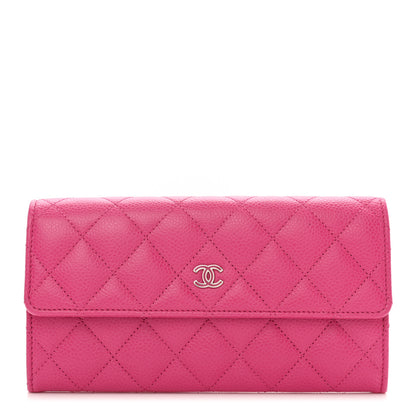 Chanel Caviar Quilted Large Gusset Flap Wallet Pink 1 of 9