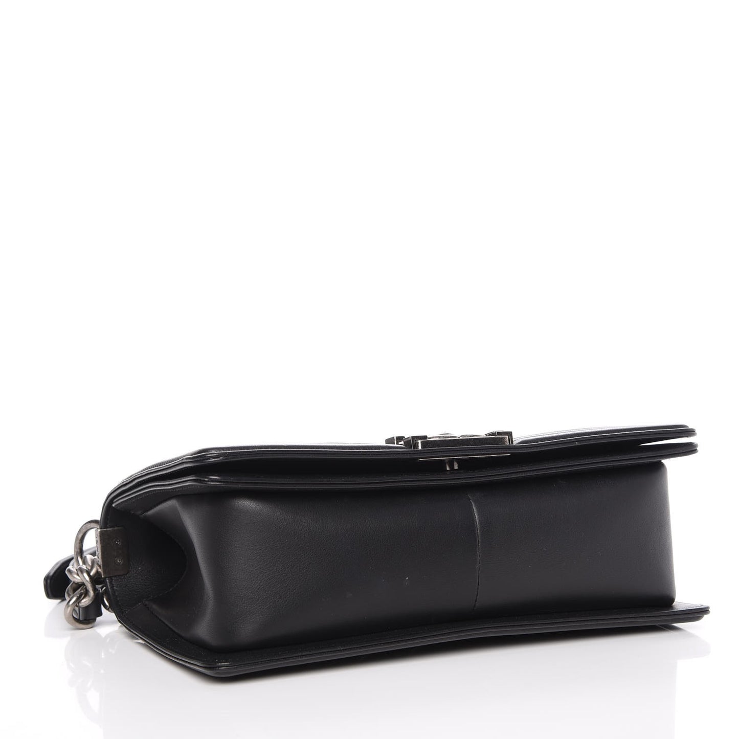 Calfskin Chevron Quilted Medium Boy Flap Black