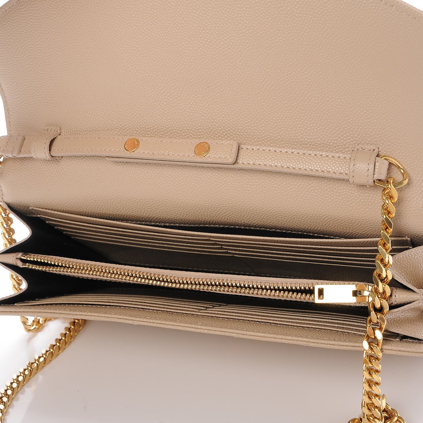 Grain De Poudre Matelasse Chevron Monogram Chain Wallet Nude Powder