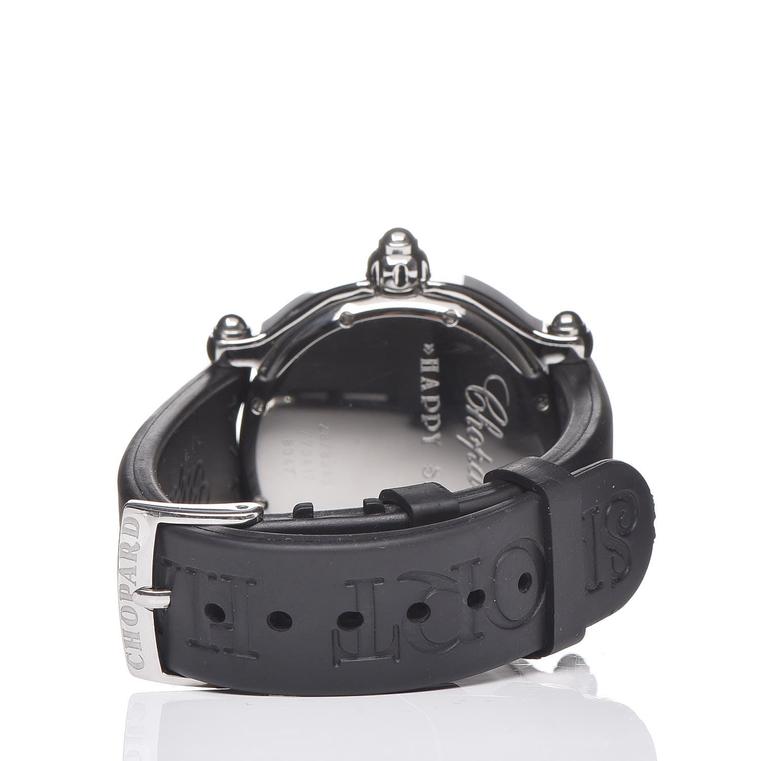 Chopard Stainless Steel Rubber Diamond 38mm Happy Sport Fish Quartz Watch Black 4 of 9