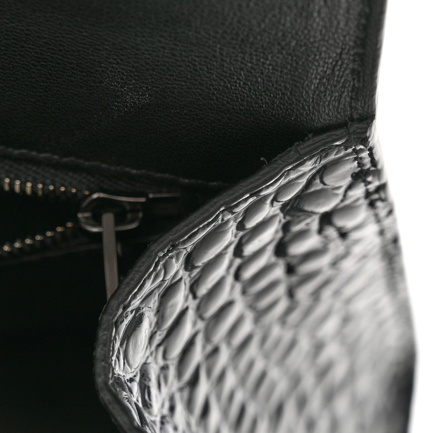 Balenciaga Shiny Calfskin Monochrome Crocodile Embossed Small Hourglass Top Handle Bag Black 11 of 11