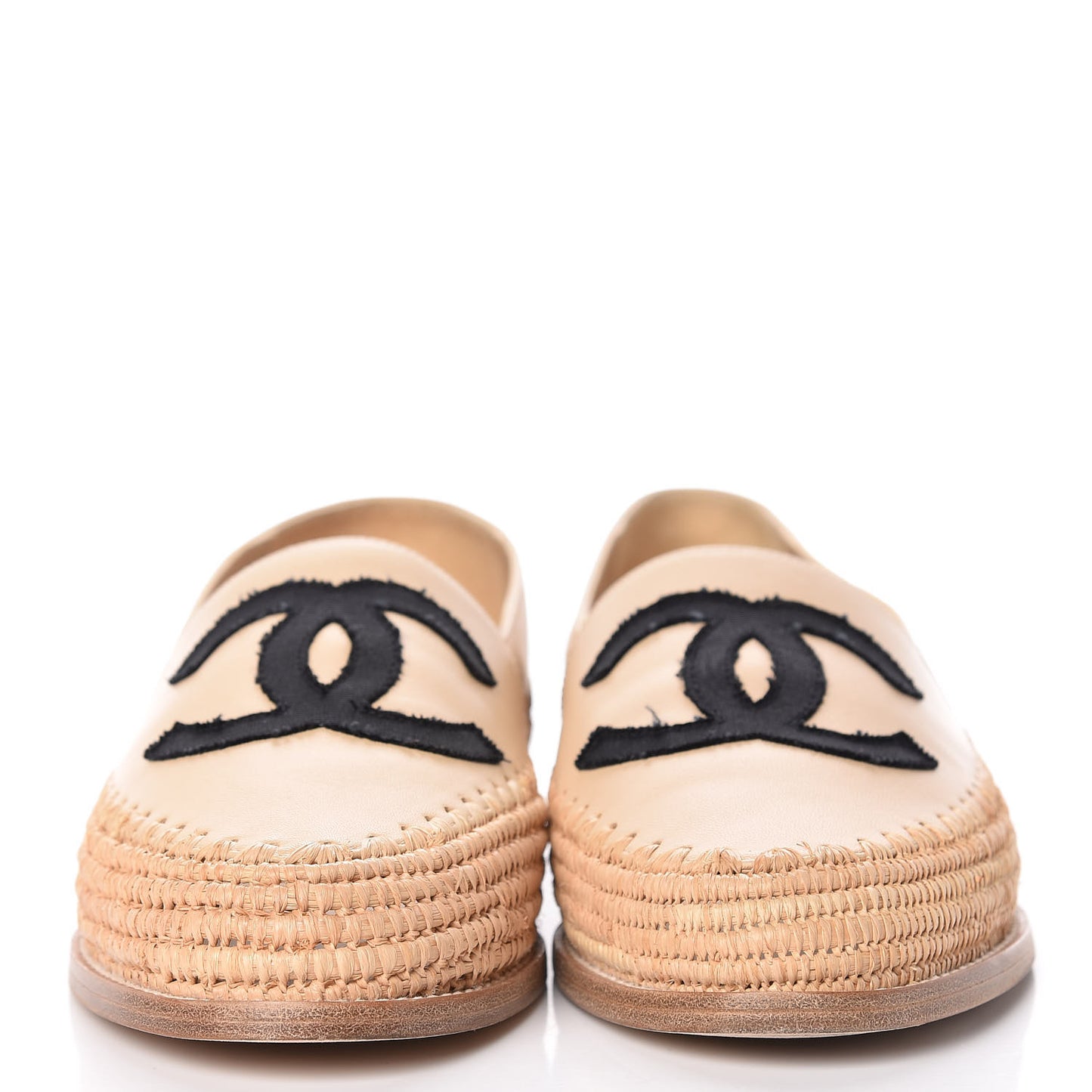Lambskin Grosgrain CC Espadrilles 40 Ivory Black