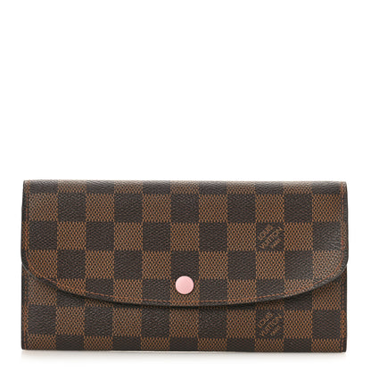Louis Vuitton Damier Ebene Emilie Wallet Rose Ballerine 1 of 9