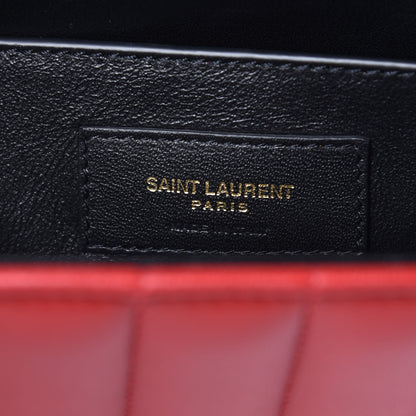 Saint Laurent Grain De Poudre Matelasse Monogram Medium Vicky Chain Bag Red 7 of 9