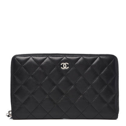 Chanel Lambskin Quilted Large Zip Around Organizer Wallet Black 1 of 13