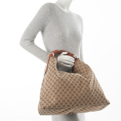 Gucci Monogram Large Horsebit Chain Hobo Brown 2 of 7