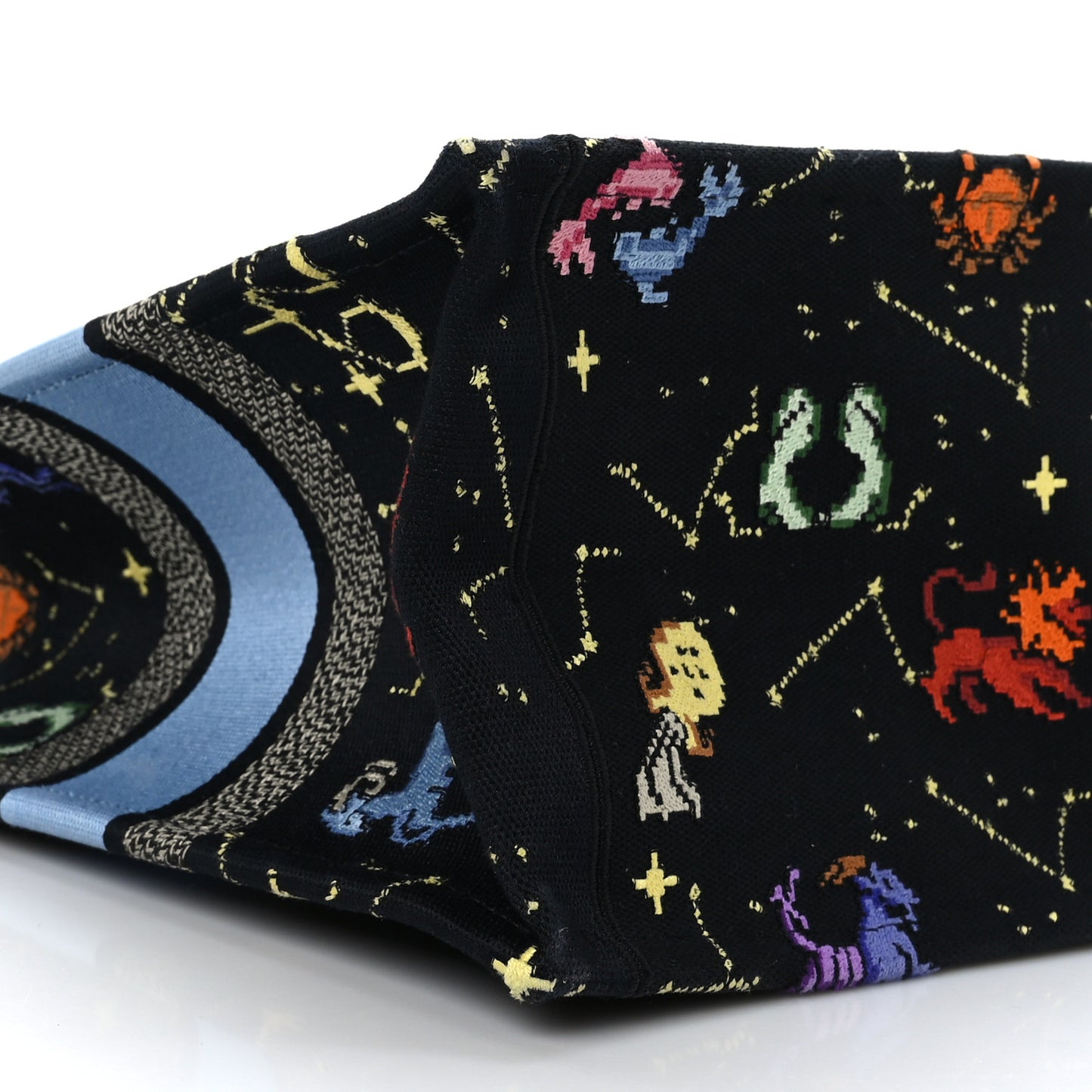 Canvas Embroidered Medium Pixel Zodiac Book Tote Black Multicolor
