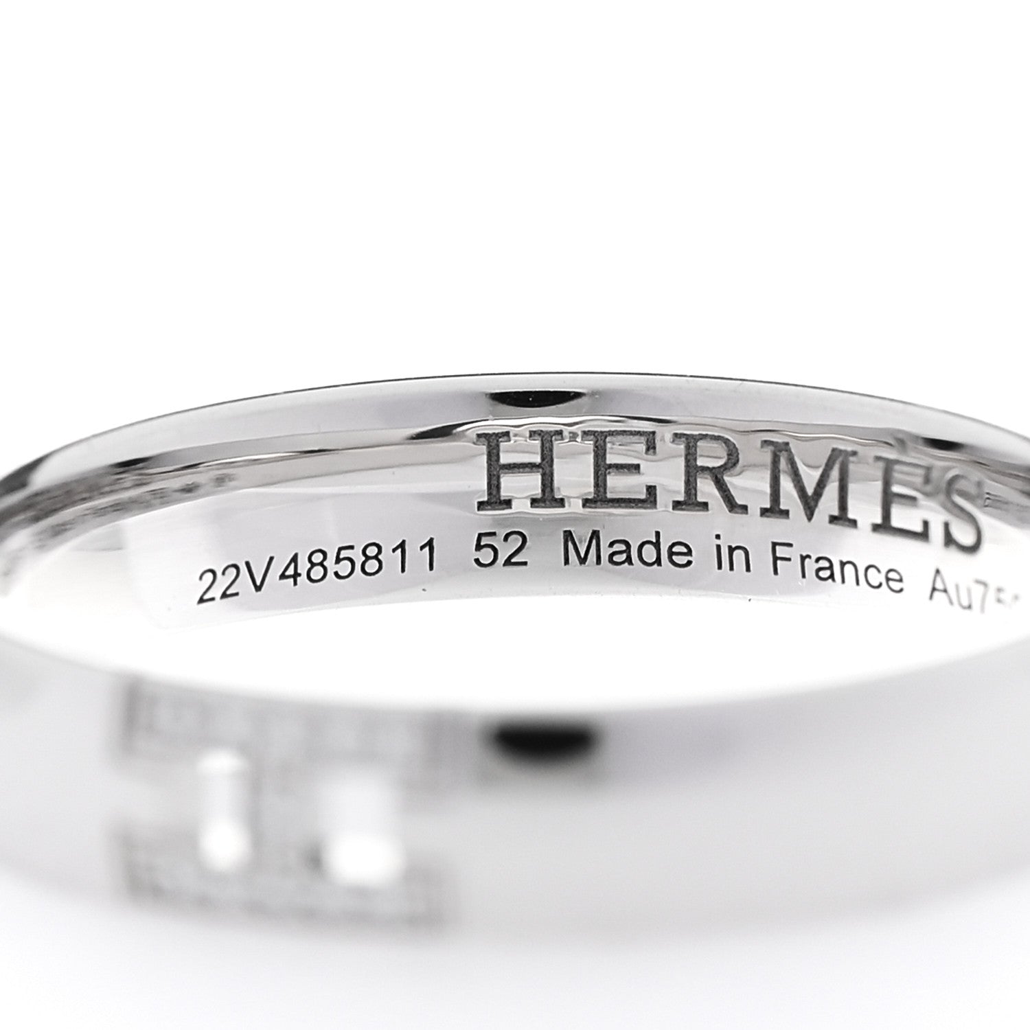 Hermes 18K White Gold Diamond Ever Herakles Wedding Band Ring 52 6 5 of 5