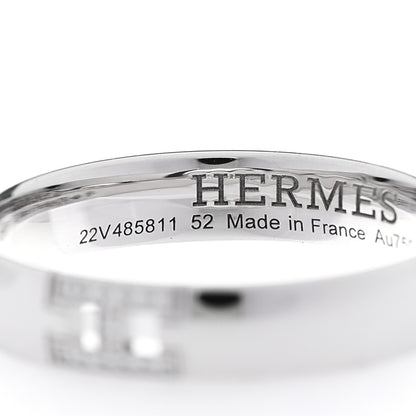 Hermes 18K White Gold Diamond Ever Herakles Wedding Band Ring 52 6 5 of 5