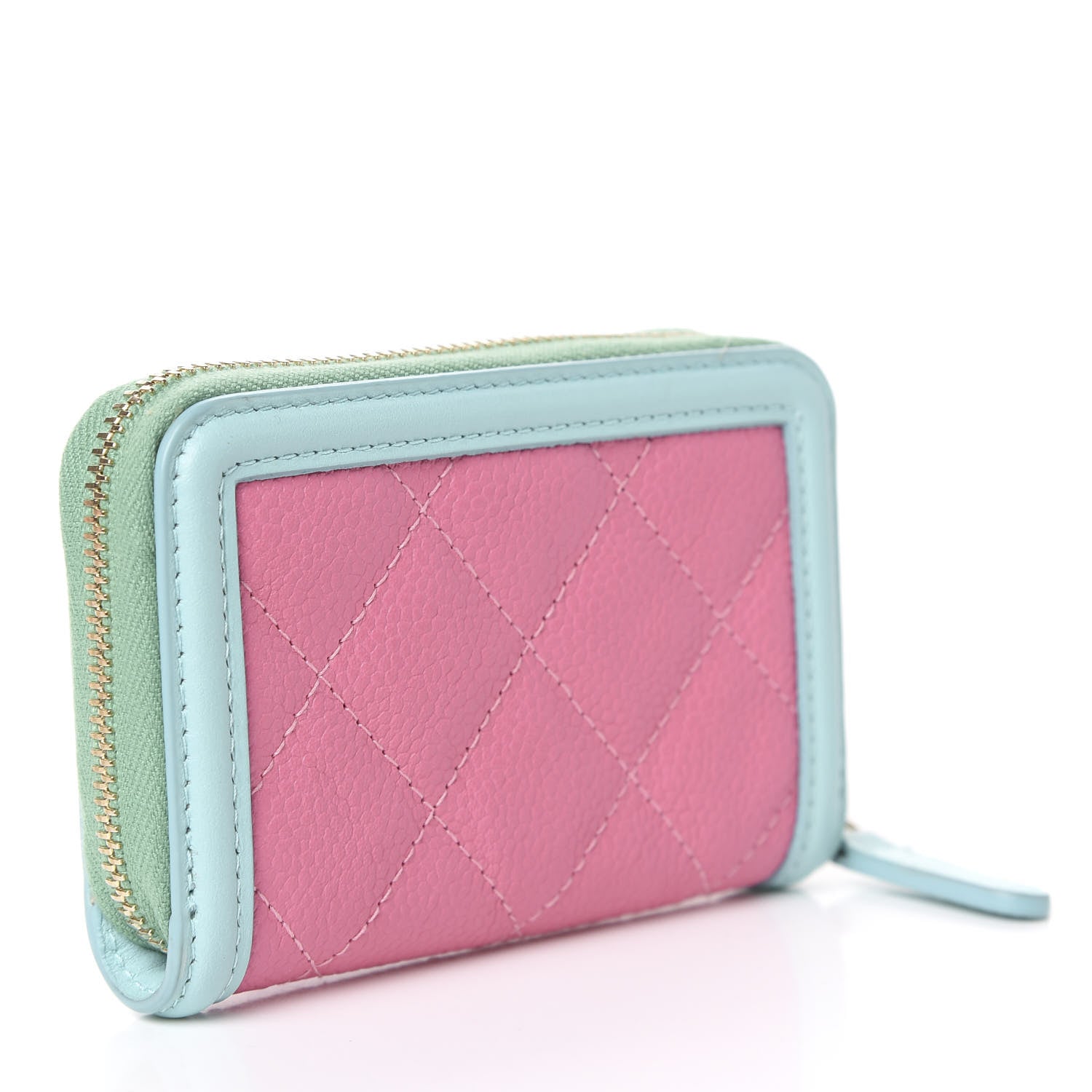 Chanel Caviar Quilted Filigree Coin Purse Pink Green Blue 2 of 6