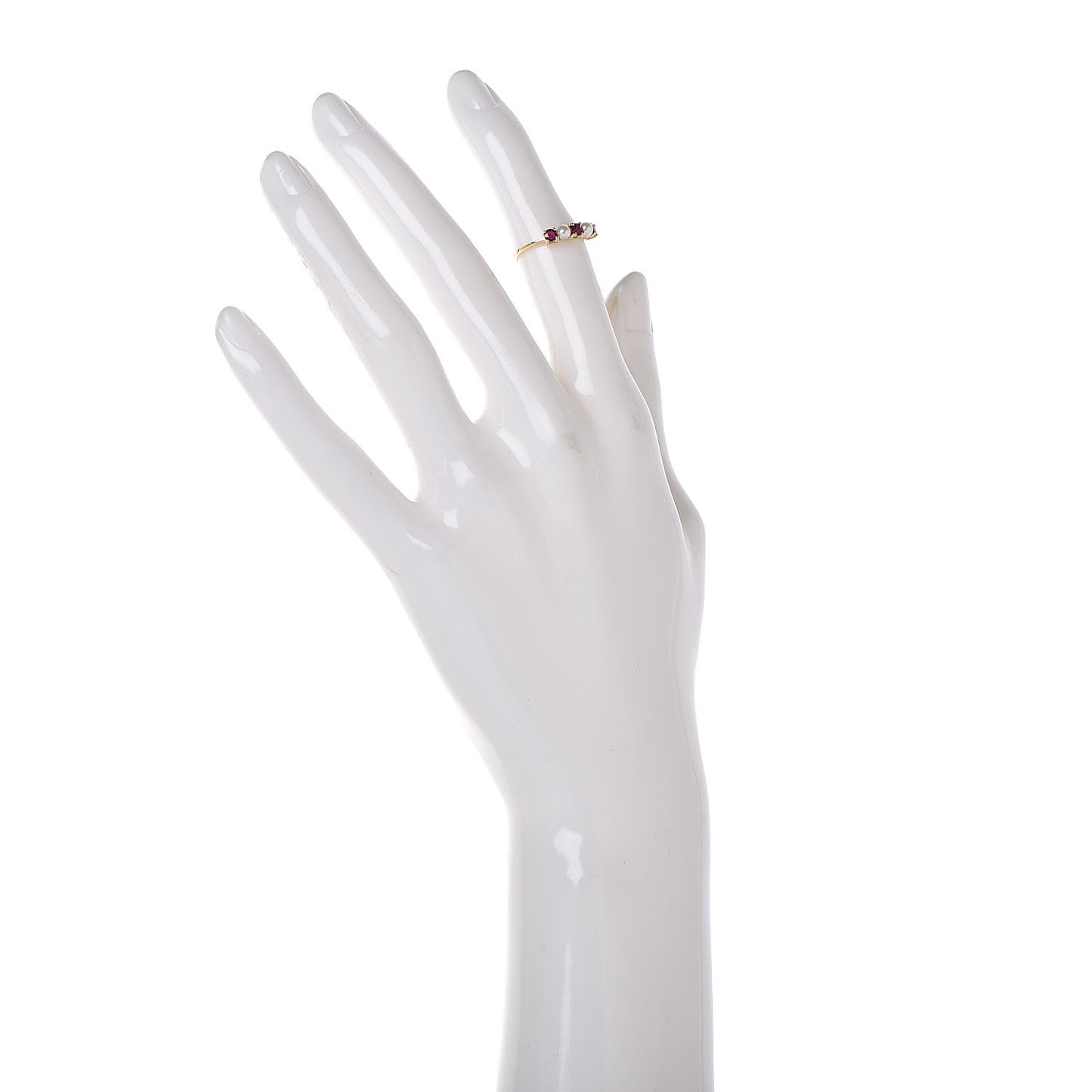 18K Yellow Gold Ruby Pearl Ring 46 3.75