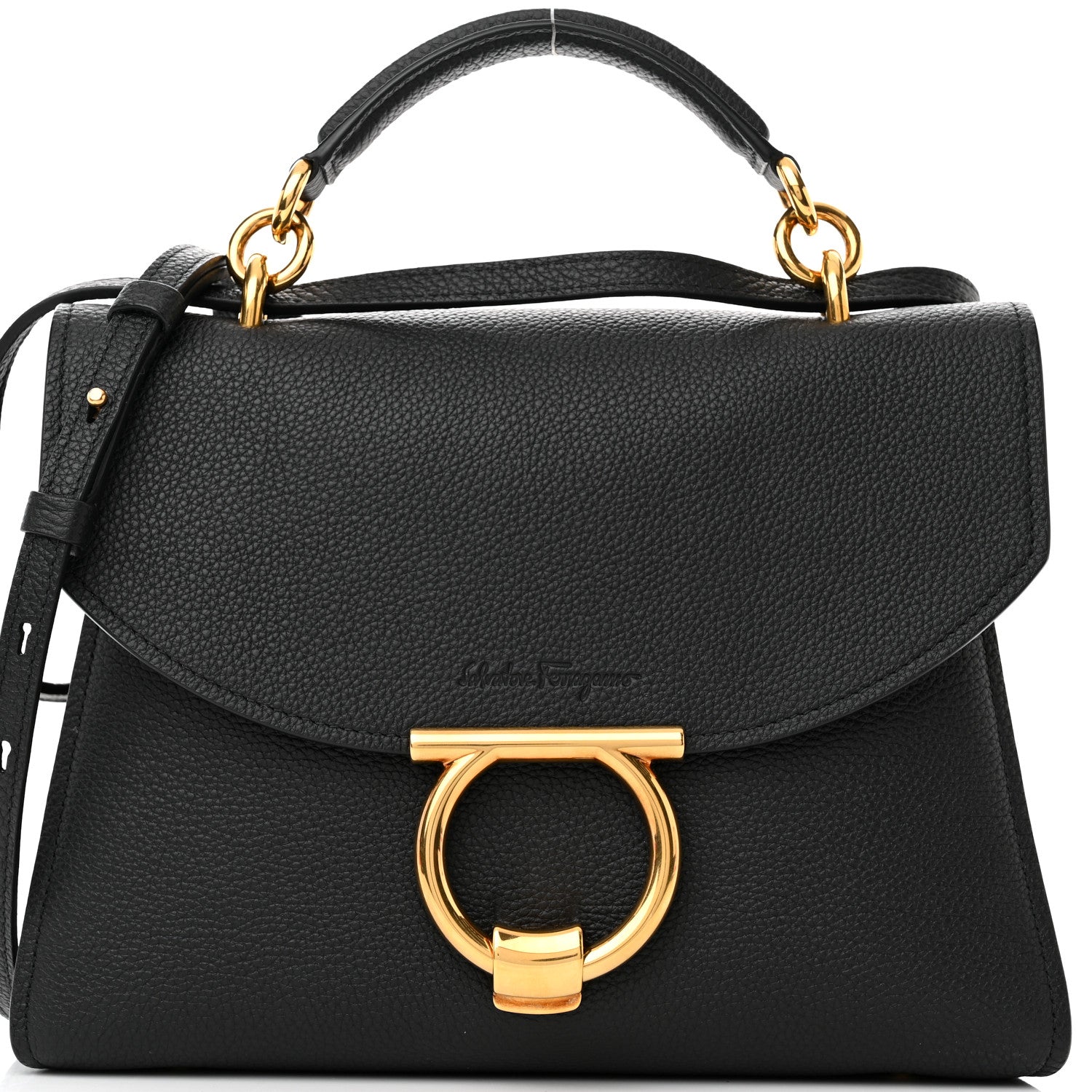 Salvatore Ferragamo Calfskin Small Margot Top Handle Satchel Black 8 of 10