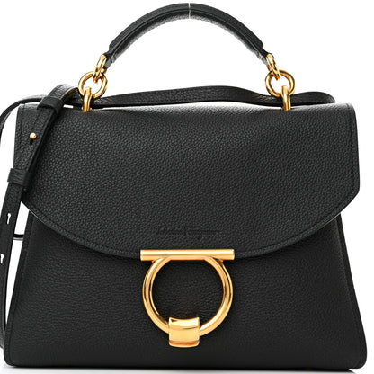 Salvatore Ferragamo Calfskin Small Margot Top Handle Satchel Black 8 of 10
