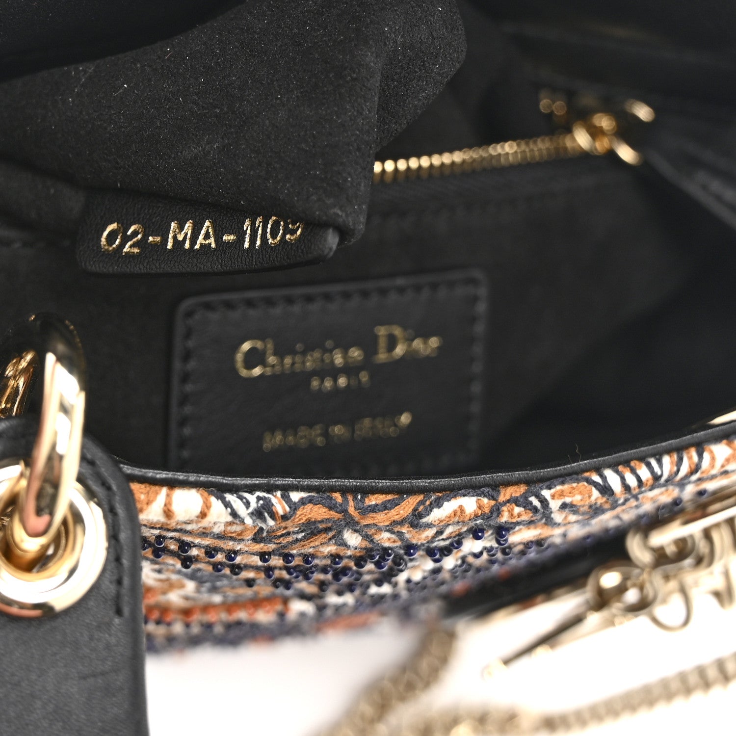 Christian Dior Smooth Calfskin Beaded Animals Mini Lady Dior Orange Multicolor 7 of 11