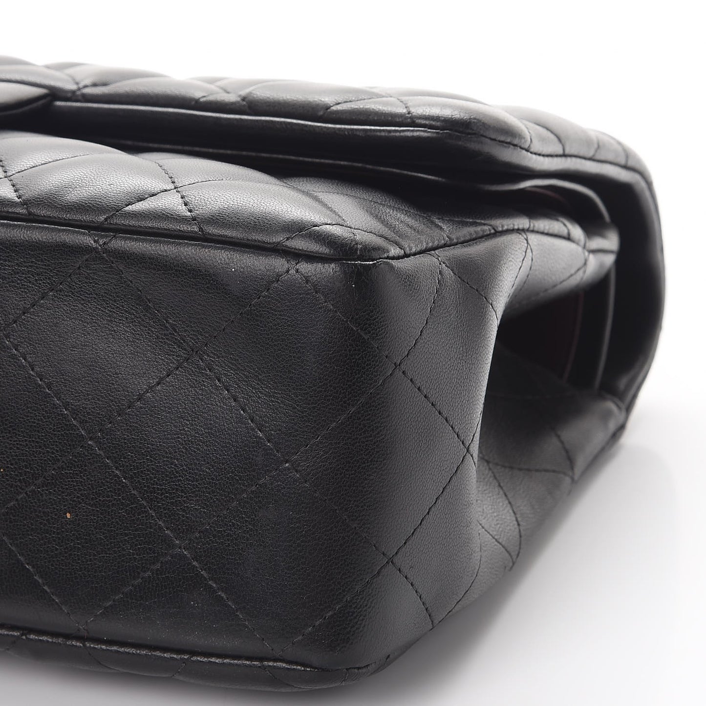 Lambskin Quilted Jumbo Double Flap Black