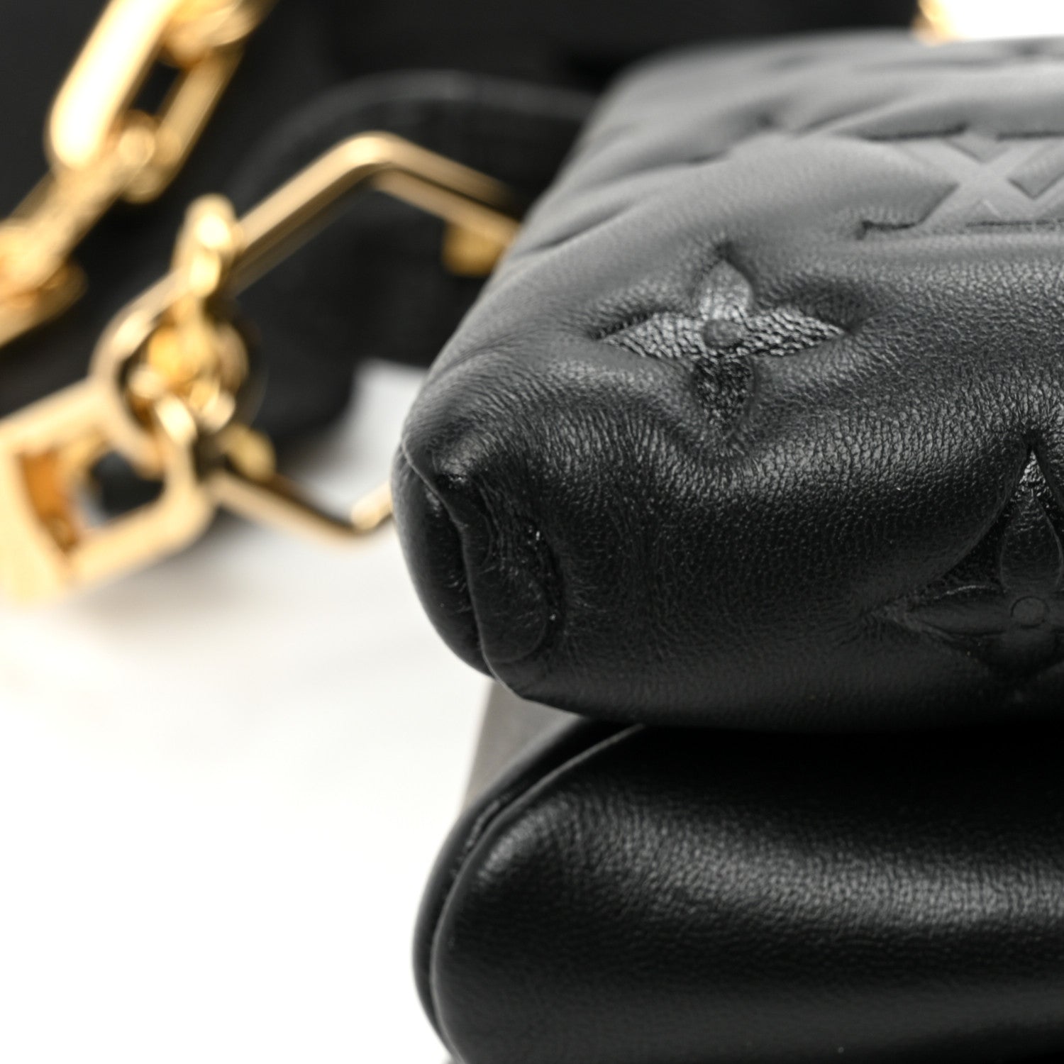 Louis Vuitton Lambskin Embossed Monogram Coussin PM Black 12 of 15