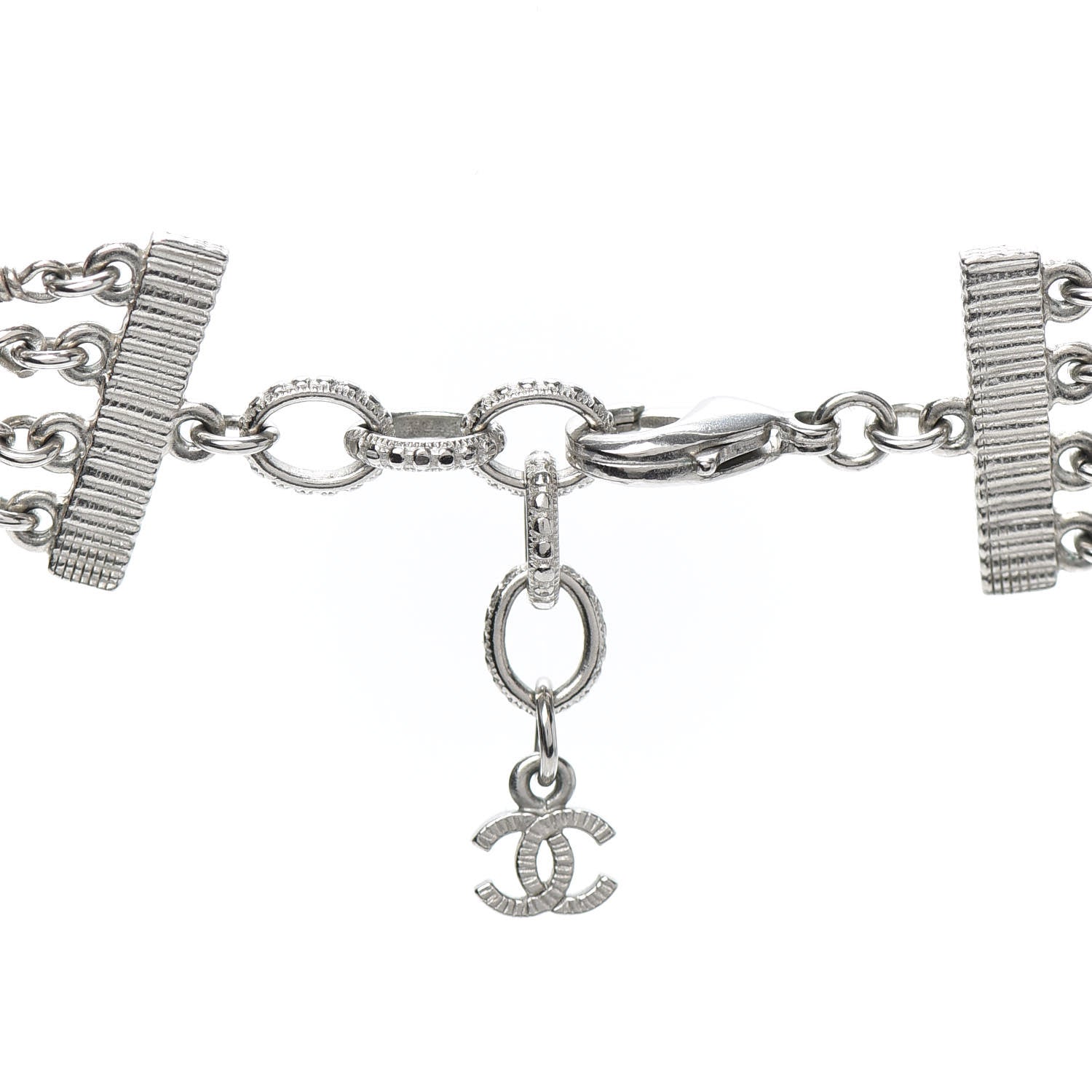 Chanel Resin Pearl Star CC Necklace Grey Silver 4 of 4