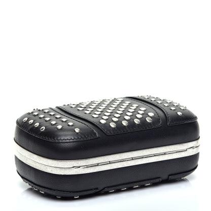 Alexander McQueen Calfskin Studded Punk Skull Box Clutch Black 4 of 10