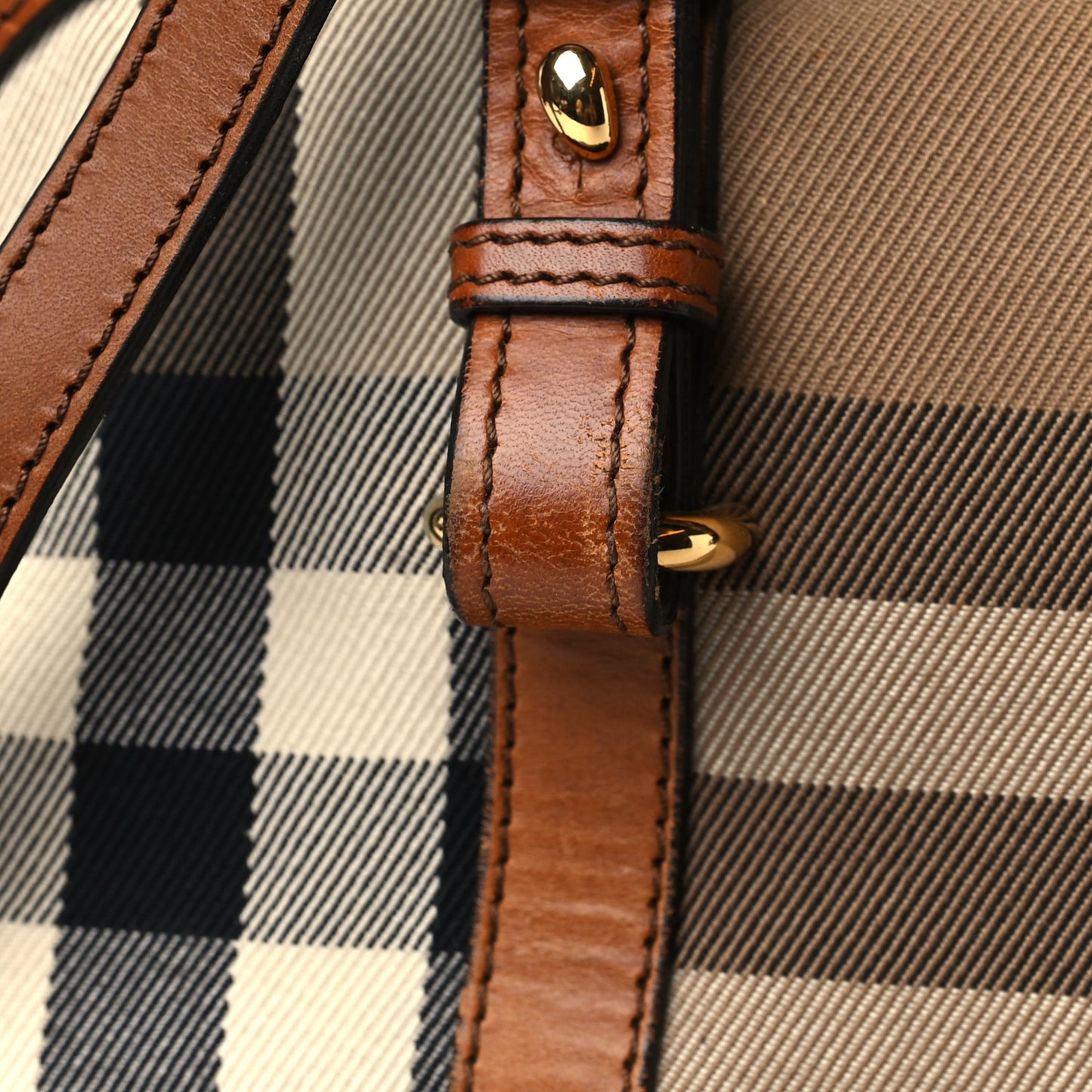 Calfskin House Check Satchel Tan