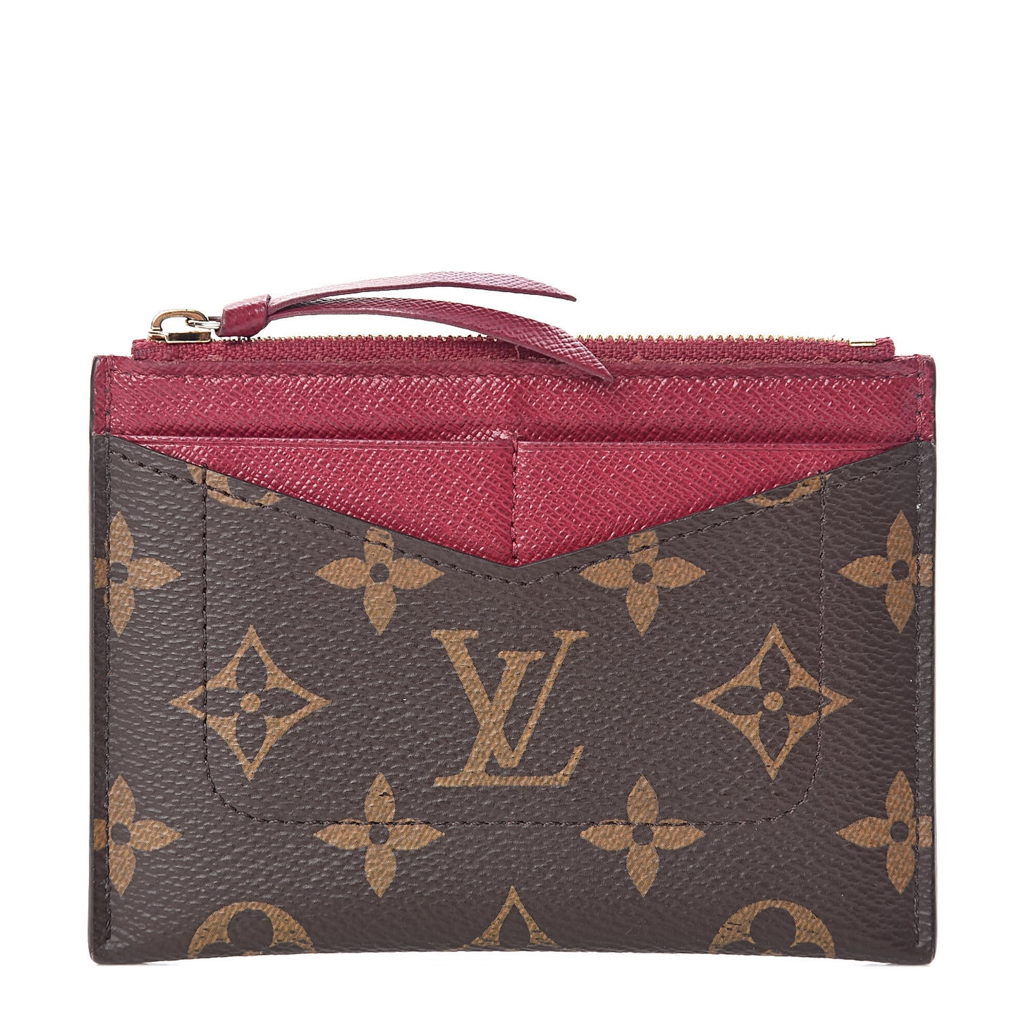 Monogram Zipped Card Holder Fuchsia
