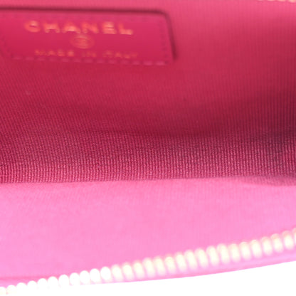 Chanel Caviar Quilted CC Zip Around Card Holder Pink 5 of 8