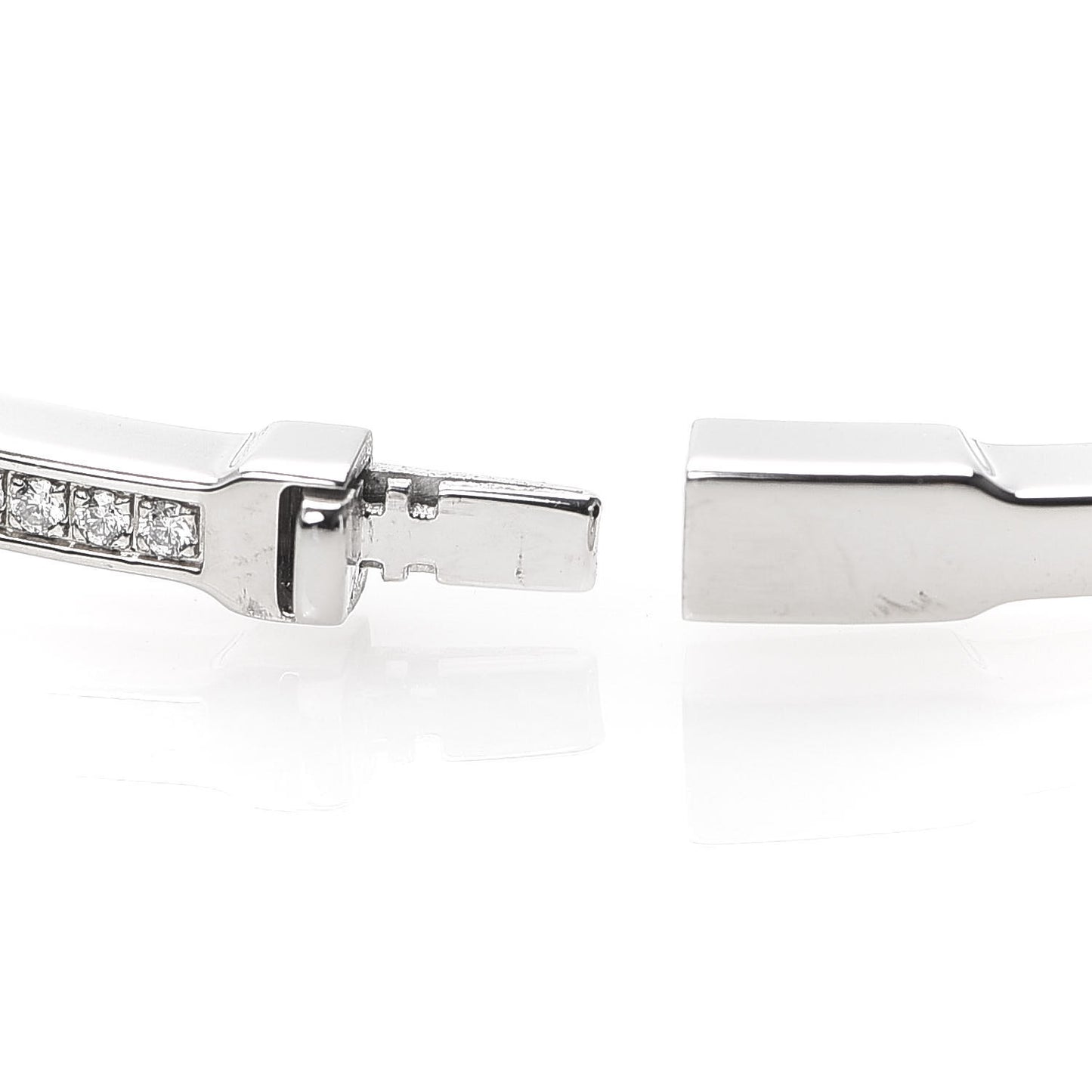 18K White Gold Diamond T Two Hinged Bangle Bracelet