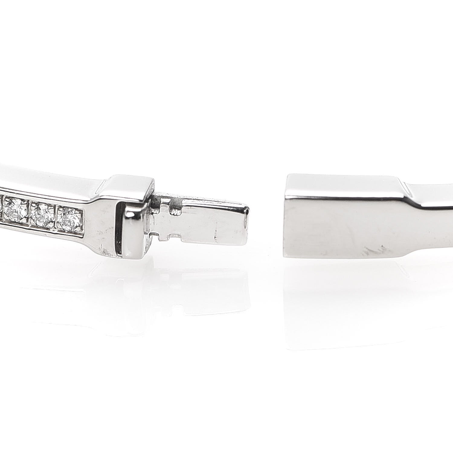 Tiffany 18K White Gold Diamond T Two Hinged Bangle Bracelet 5 of 6