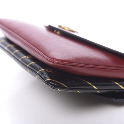 Gucci Calfskin Diagonal GG Medium Thiara Double Envelope Shoulder Bag Black Red 10 of 12