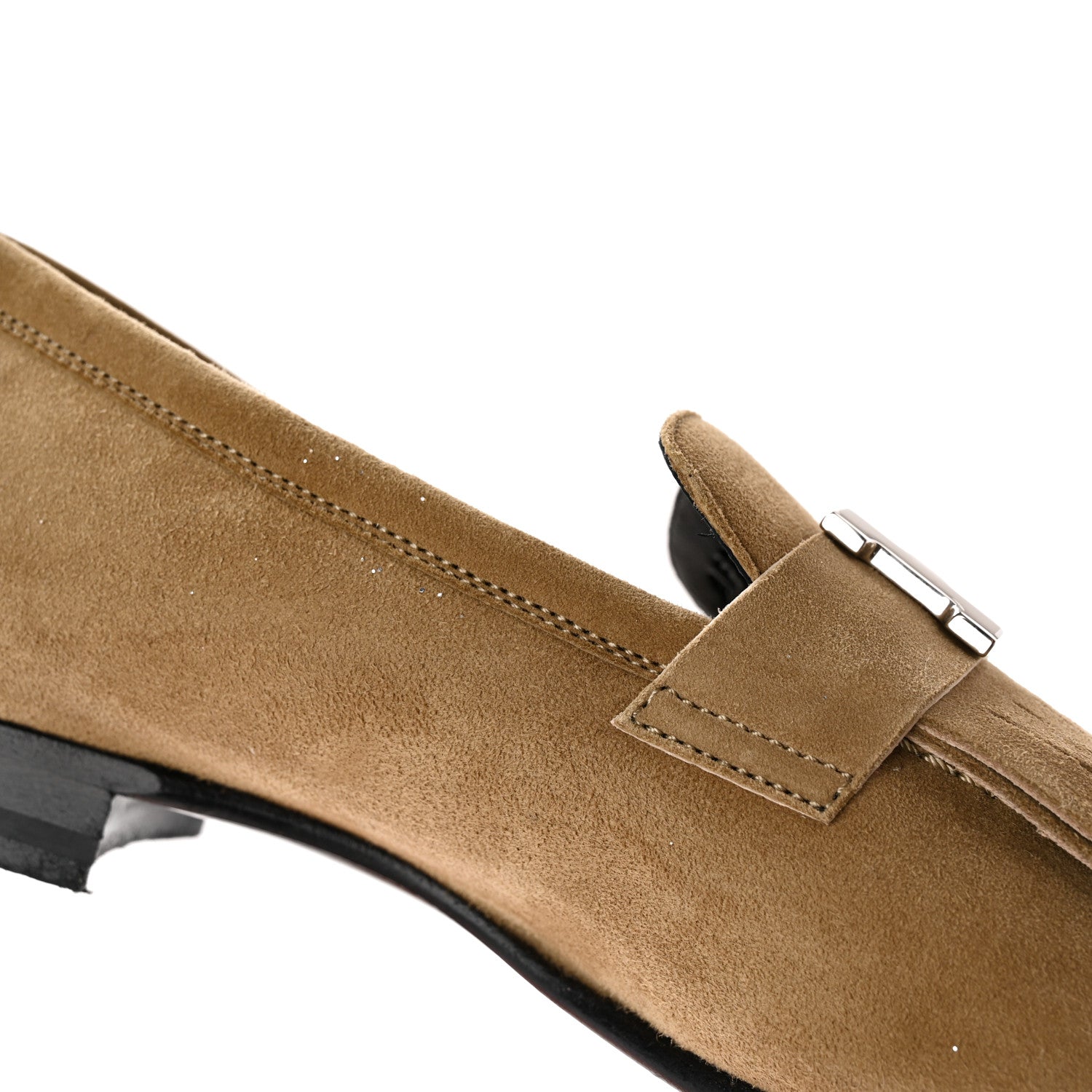 Hermes Suede Goatskin Womens Royal Loafers 37 Beige 10 of 13