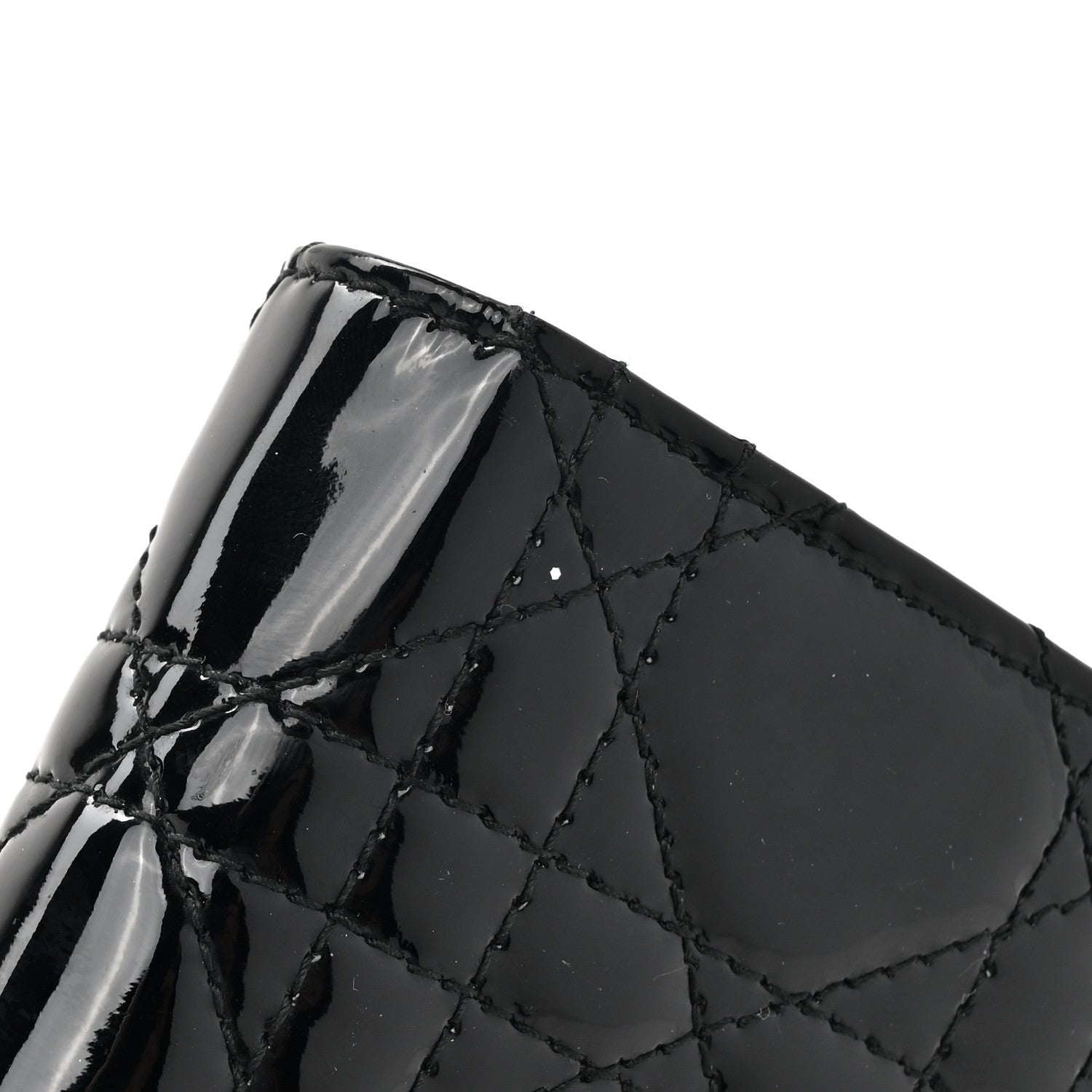 Christian Dior Patent Lambskin Cannage Lady Dior Rendezvous Wallet On Chain Black 12 of 13