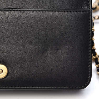 Chanel Lambskin Quilted Boy Wallet On Chain WOC Black 10 of 14