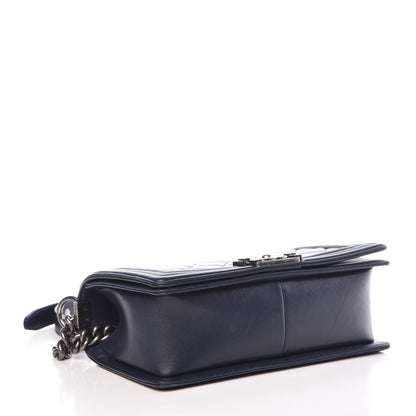 Chanel Calfskin Quilted Medium Boy Flap Navy Blue 4 of 11