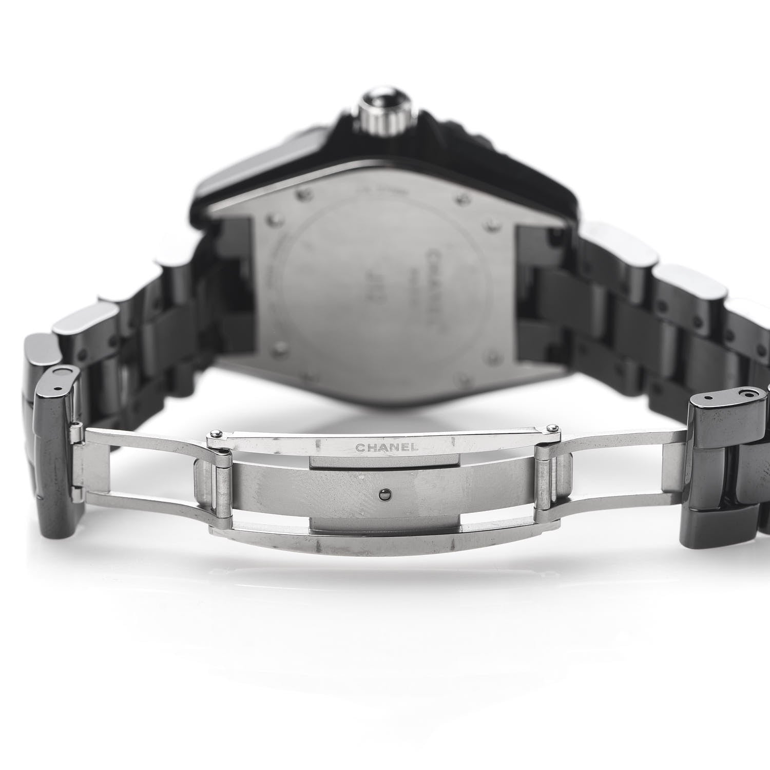 Chanel Stainless Steel Ceramic Diamond 38mm J12 Quartz Watch Black 6 of 8