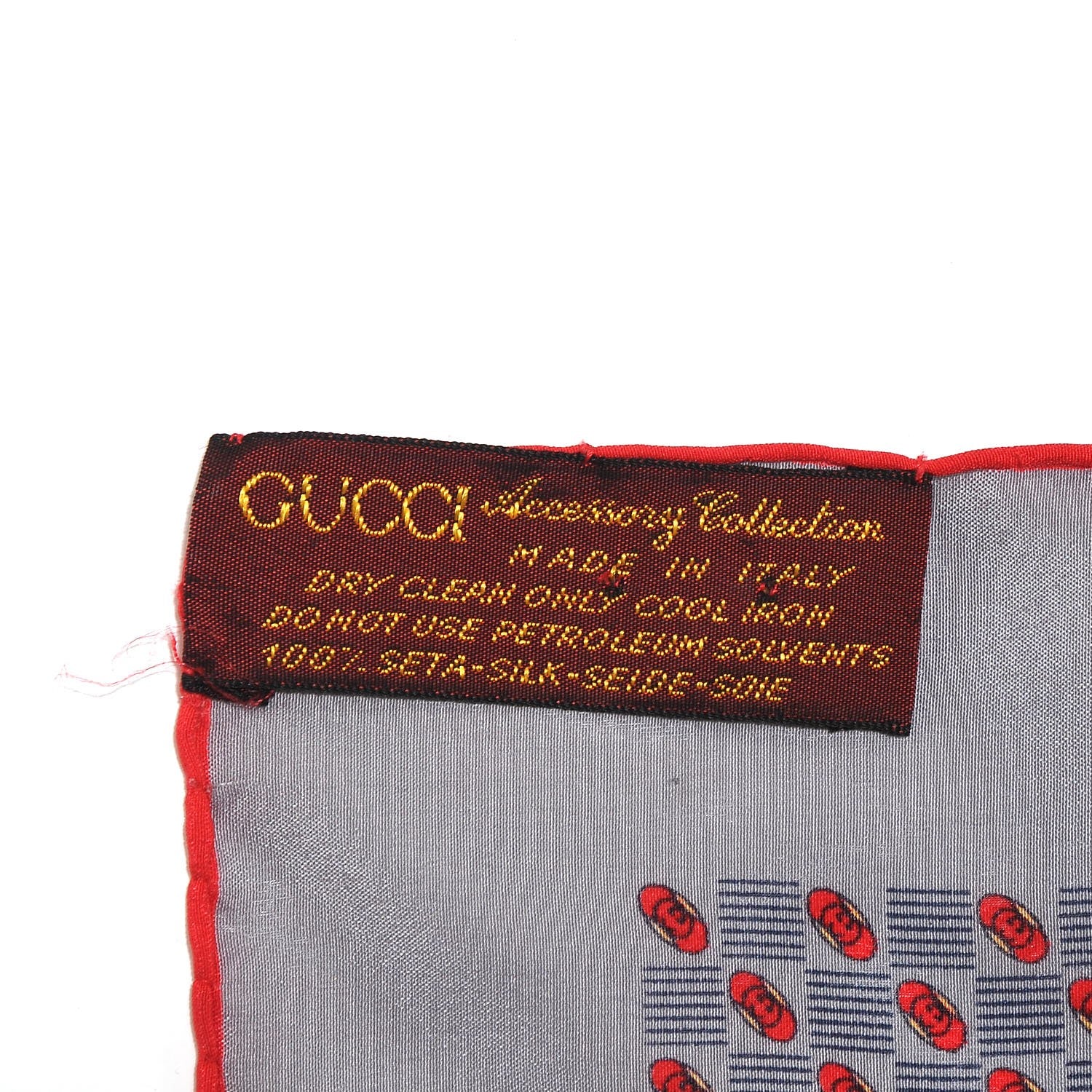 Gucci Silk GG Print Pocket Square Handkerchief Square Scarf Grey 3 of 3