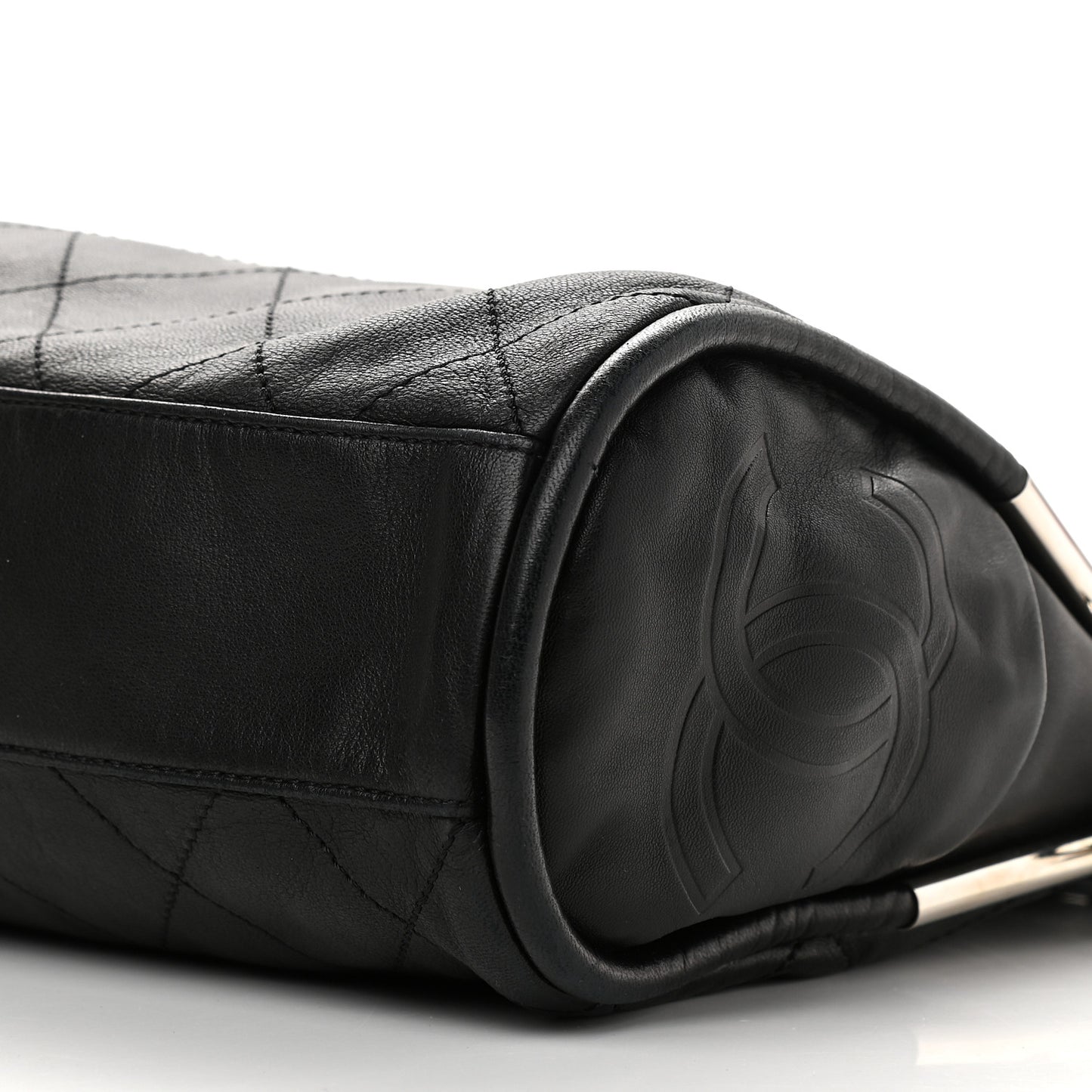 Lambskin Stitched Medium Ultimate Soft Tote Black
