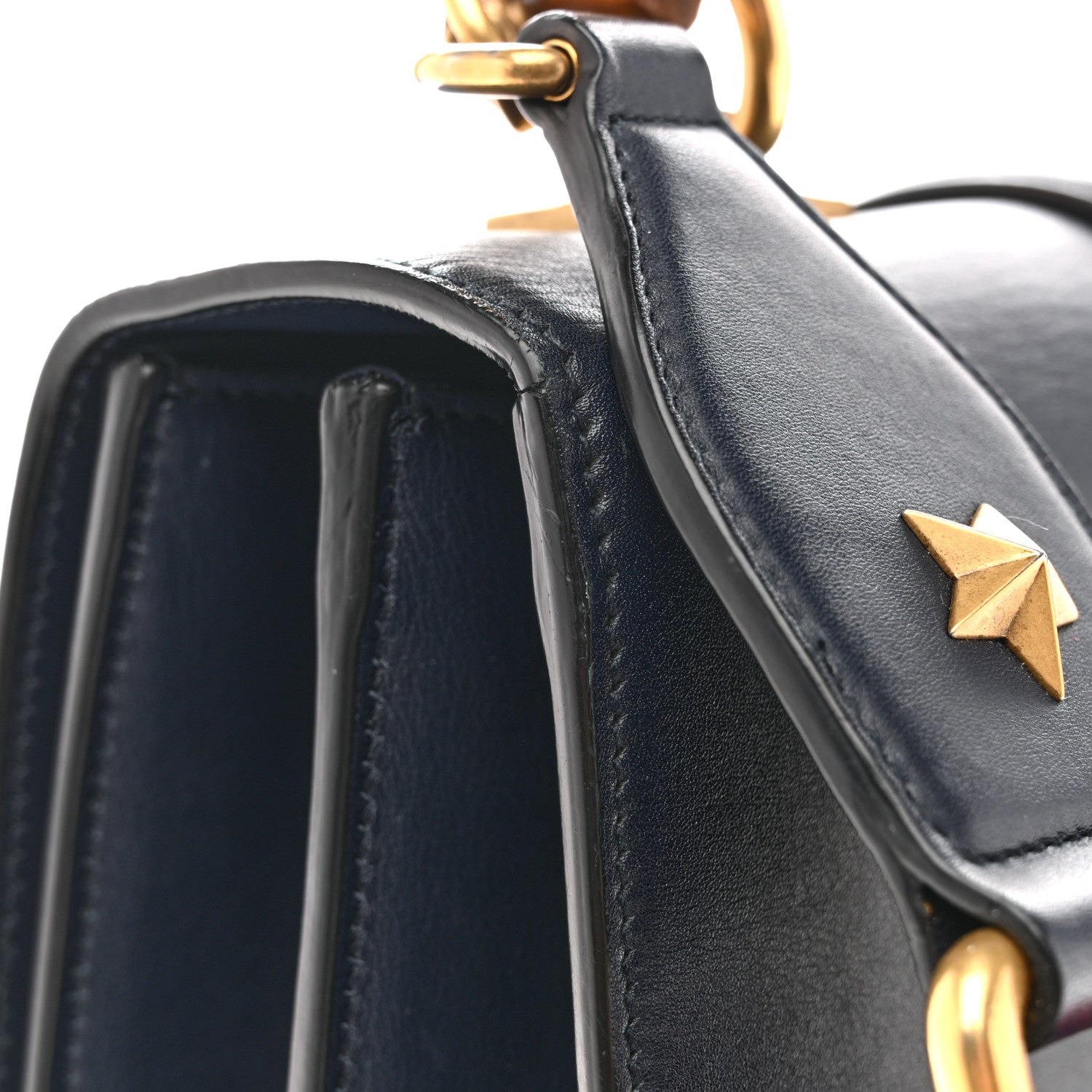Gucci Moon Calfskin Web Medium Dionysus Bamboo Top Handle Bag Blue