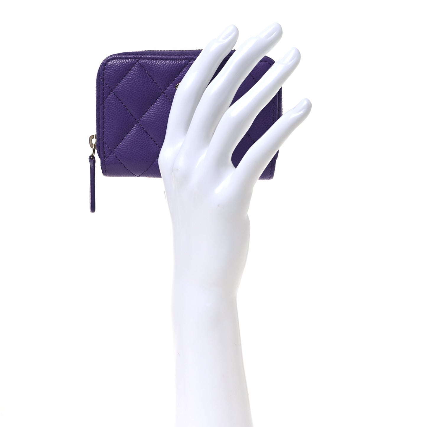 Caviar Quilted Zip Coin Purse Purple