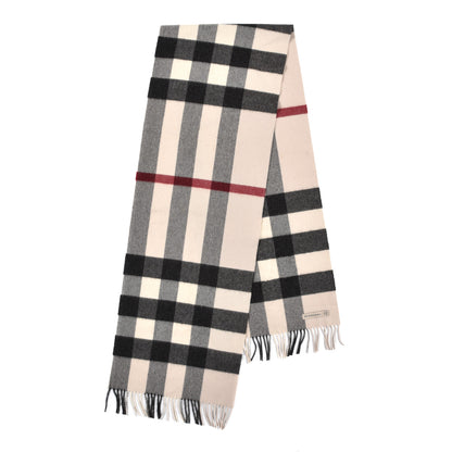 Burberry Cashmere Giant Check Fringe Scarf Stone 2 of 4