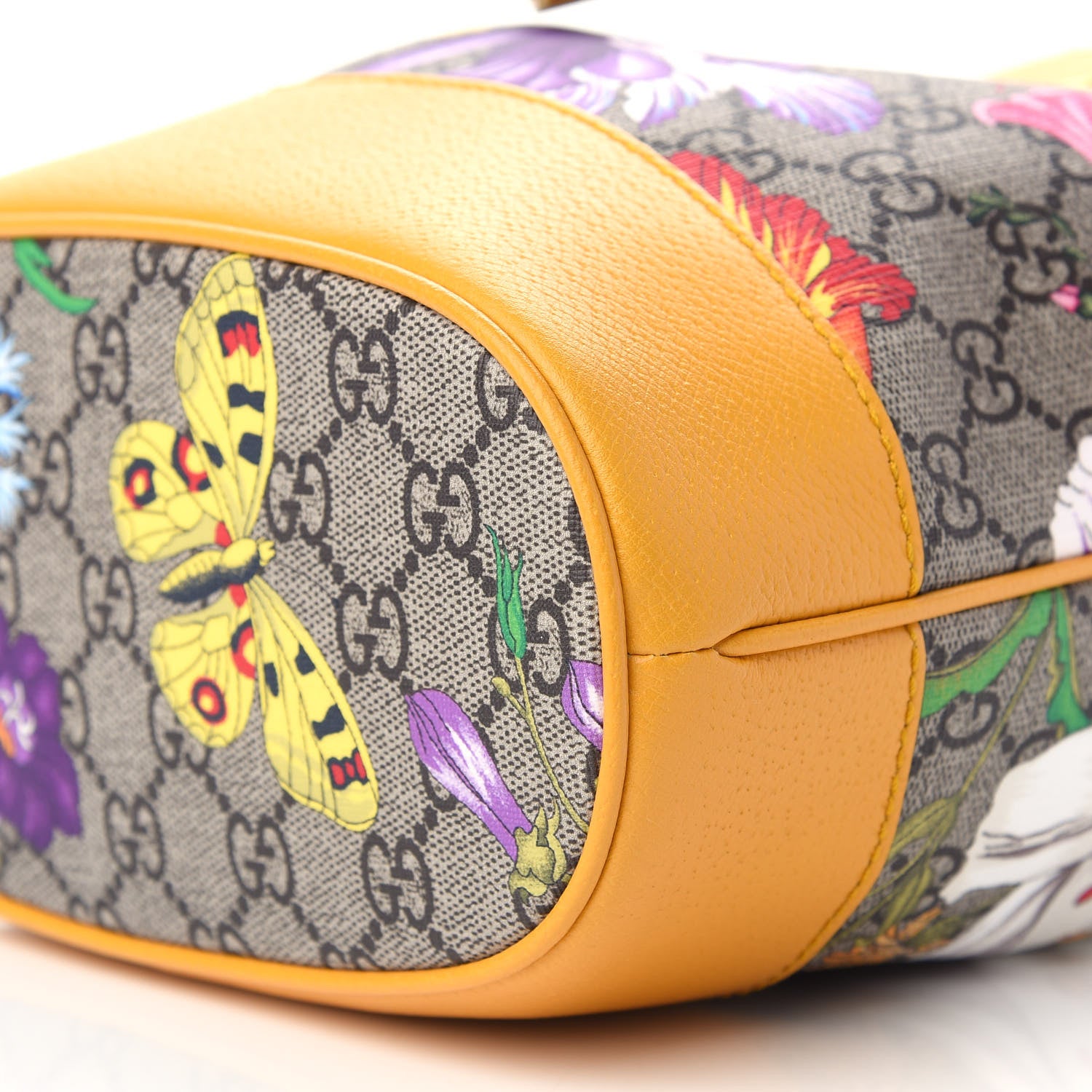 Gucci GG Supreme Monogram Flora Small Ophidia Bucket Bag Beige Multicolor Crop 9 of 9
