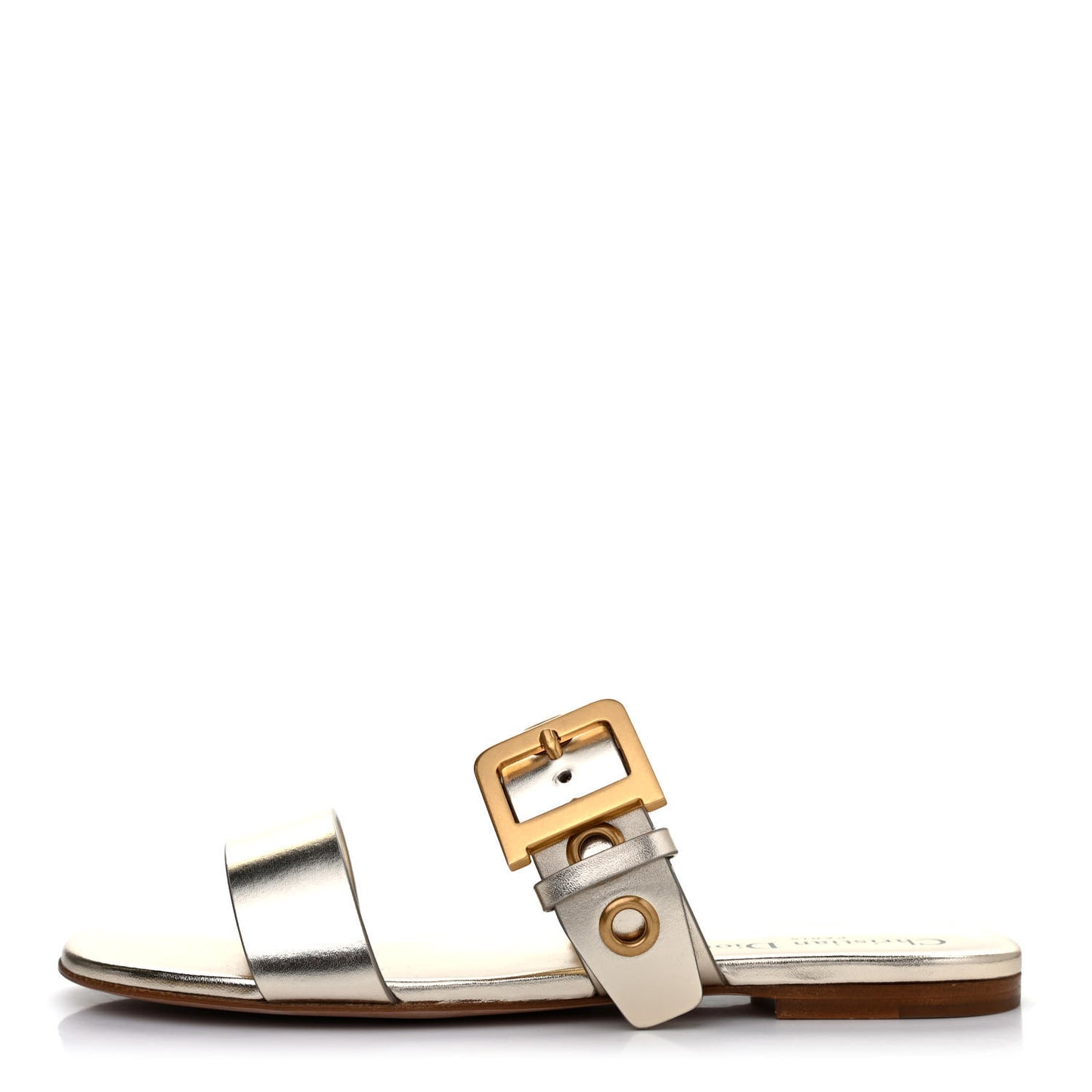 Laminated Calfskin D-Dior Sandal 38.5 Pale Gold